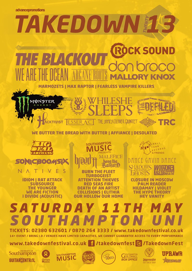 Takedown Festival News - I Divide And More Bands Added, StageTimes & Splits 2