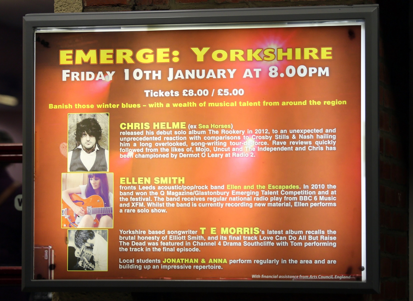 Emerge: Yorkshire (feat. T E Morris, Ellen Smith, Chris Helme) – Pocklington Arts Centre, 10th January 2014 1