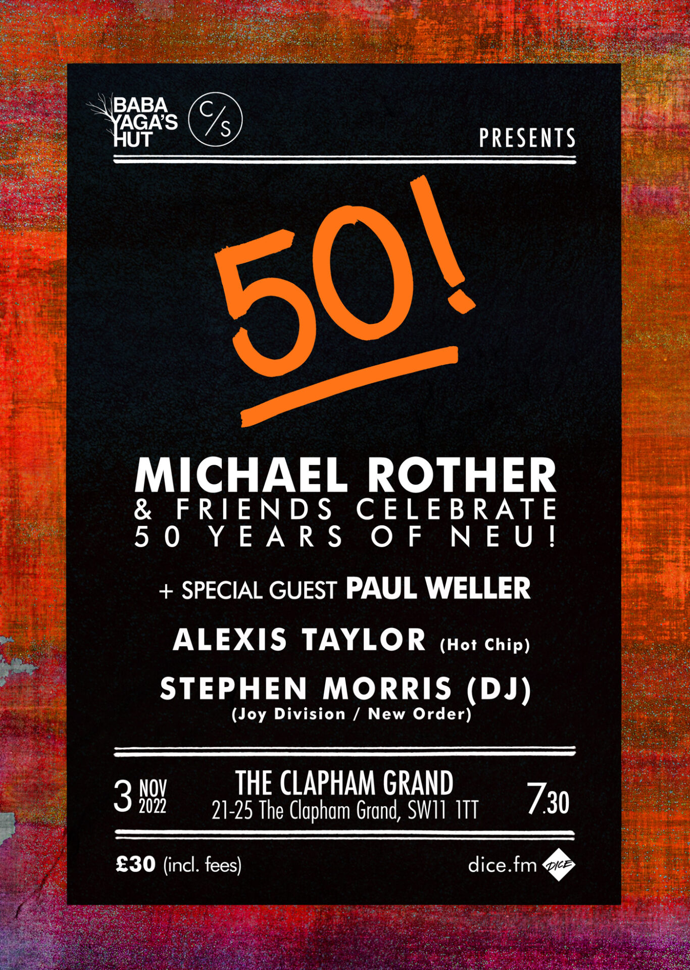 NEWS: Michael Rother celebrates 50 Years of Neu! with biggest ever London headline show joined by New Order’s Stephen Morris, Hot Chip’s Alexis Taylor, and Paul Weller. 