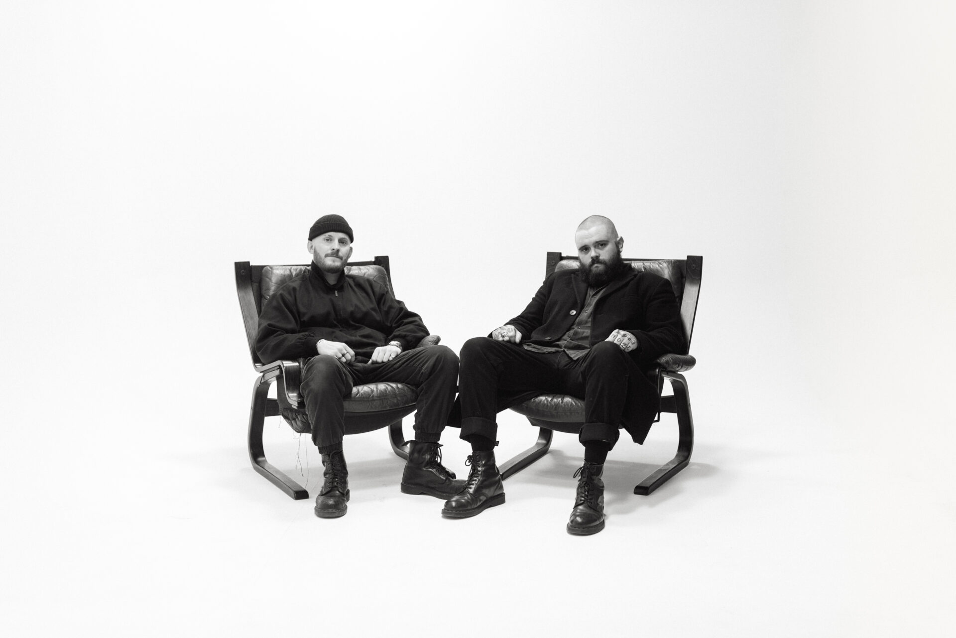Black and white photo of the two members of the band Big Special