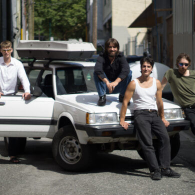 The four members of the band Mock Media