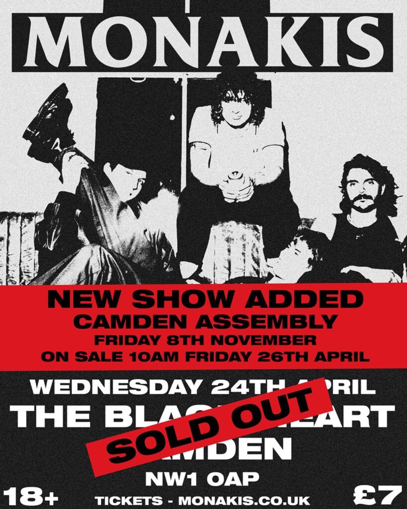 LIVE: Monakis / Play Dead / Jar Of Blind Flies - The Black Heart, Camden, London, 24/04/2024 24 Monakis poster