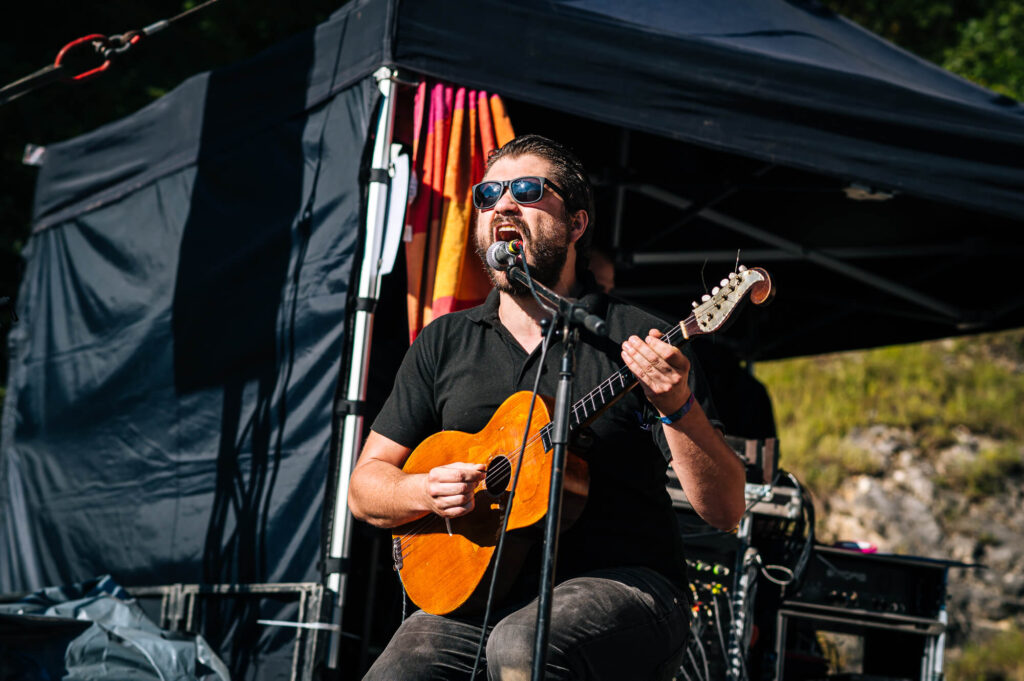 FESTIVAL REPORT: Bearstone Festival 33 Nemecek playing a Slovinian tambora.