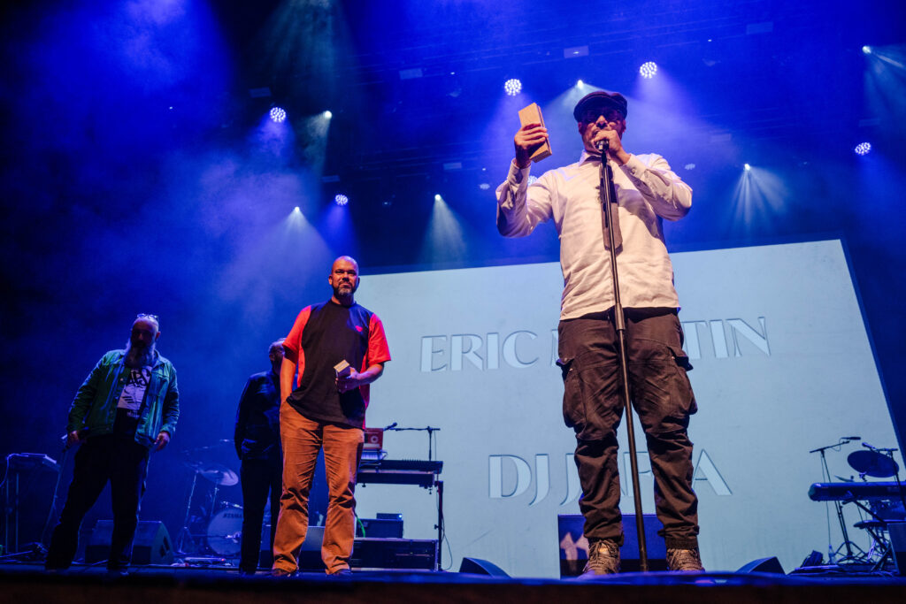 NEWS: L E M F R E C K wins Welsh Music Prize 2024 for album 'Blood, Sweat & Fears' 25 Eric Martin right and DJ Jaffa left receiving Welsh Music Inspiration Award WMP24