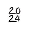 2024 lettering 2024 happy new year hand drawn symbol number template logo poster greeting card design free vector