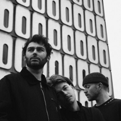 A black and white photo of the three members of the Belfast band Chalk