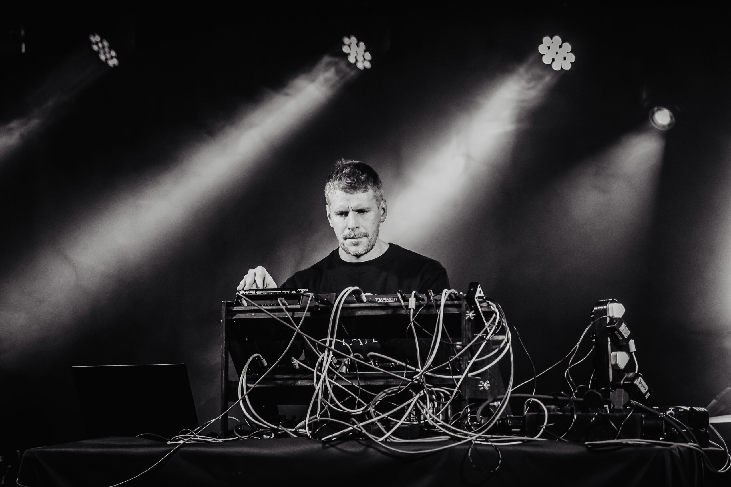 Black and white photo of Belfast electronic artist Mount Palomar